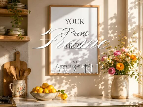 Download Sage Green Kitchen Frame Mockup Interior - Mockup Collection