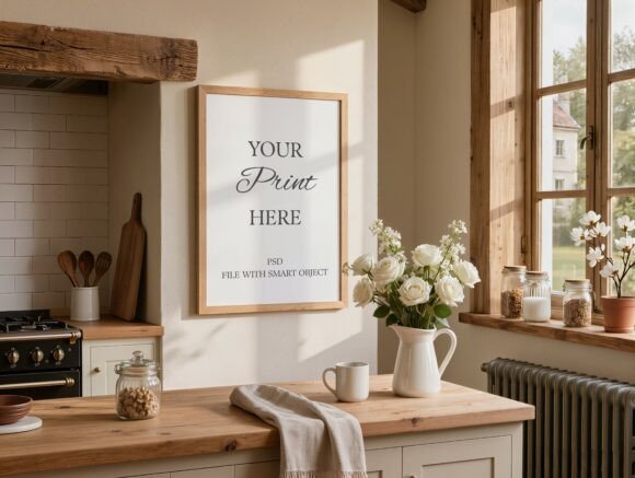Download Farmhouse Kitchen Vertical Frame Mockup - Mockup Collection