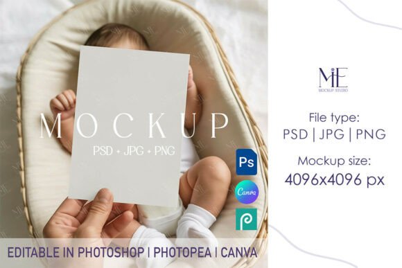 Download Newborn Invitation Mockup, Kids Card PSD - Mockup Collection