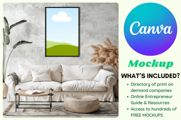 Download Living Room Wall Frame Canva Mockup - Mockup Collection