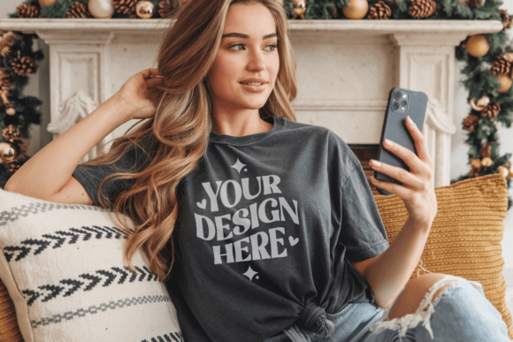 Download Comfort Colors 1717 Christmas Mockup - Mockup Collection