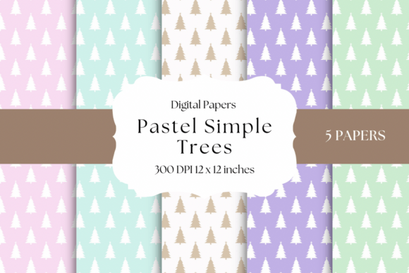 Download Pastel Simple Trees Digital Papers - Simple Collection
